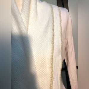 Infinity wide scarf with shiny gold trim